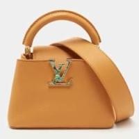 ราคา Louis Vuitton Safran Imperial Leather Capucines Mini Bag (757193)