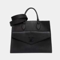 ราคา Louis Vuitton Black Leather Lockme Top Handle Bag (751342)