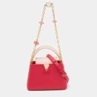 ราคา Louis Vuitton Rose Pondichéry Pink/Coquille/Fresh Pink Taurillon Leather Capucines Mini Bag (752629)
