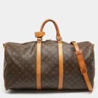 ราคา Louis Vuitton Monogram Canvas Keepall 55 Bandoulier Bag (759670)