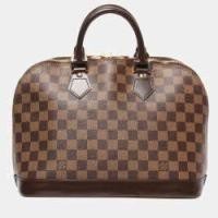 ราคา Louis Vuitton Brown Leather Damier Ebene Alma PM Satchel Bag (757468)