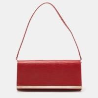 ราคา Louis Vuitton Red Epi Leather Sevigne Clutch Bag (760143)