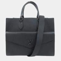 ราคา Louis Vuitton Black Leather LockMe MM Top Handle Bag (750743)