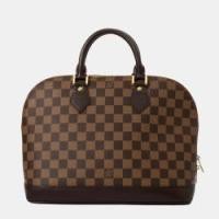 ราคา Louis Vuitton Brown Coated Canvas Leather Alma PM Satchel Bag (763500)