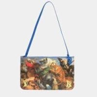 ราคา Louis Vuitton Blue Leather Neverfull RUBENS Master Collection Pochette Clutch Bag (762995)