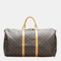 ราคา Louis Vuitton Brown Monogram Canvas Keepall Bandouliere 50 Duffel Bag (766479)