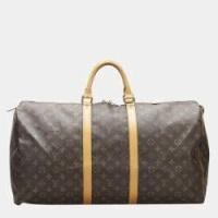 ราคา Louis Vuitton Brown Monogram Canvas Keepall 55 Duffel Bag (766462)