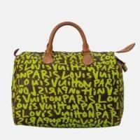 ราคา Louis Vuitton Speedy - Edition Graffiti Handbag in Green Monogram Canvas (763509)