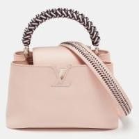ราคา Louis Vuitton Pink Leather Braided Handle Capucines MM Bag (764928)