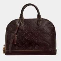 ราคา Louis Vuitton Brown Monogram Vernis Alma PM Bag (763501)