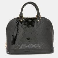 ราคา Louis Vuitton Black Monogram Vernis Alma PM Bag (769914)