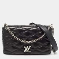 ราคา Louis Vuitton Black Quilted Leather GO-14 Malletage MM Bag (768424)