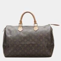 ราคา Louis Vuitton Brown Canvas Monogram Speedy 35 Satchel Bag (768355)