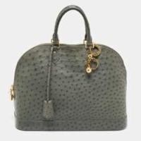 ราคา Louis Vuitton Grey Ostrich Alma GM Bag (768545)