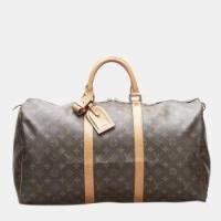 ราคา Louis Vuitton Brown Canvas Monogram Keepall 50 Duffel Bag (768354)