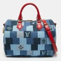 ราคา Louis Vuitton Damier Monogram Denim Patchwork Speedy Bandoulier 30 Bag (767904)
