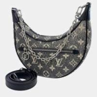 ราคา Louis Vuitton Grey Monogram Leather Jacquard Denim Loop Shoulder Bag (772244)