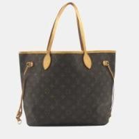 ราคา Louis Vuitton Brown Canvas Monogram Neverfull MM Tote Bag (770862)