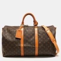 ราคา Louis Vuitton Monogram Canvas Keepall 50 Bandoulier Bag (775089)