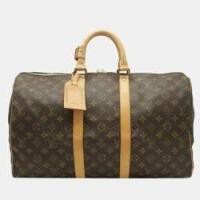 ราคา Louis Vuitton Brown Monogram Canvas Keepall 45 Boston Bag (773306)