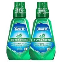 ออรัล-บี น้ำยาบ้วนปาก เอ็กซ์ตร้า เฟรช 500 มล. แพ็ค 2 (Oral-B Mouthwash Extra Fresh Rinse 500ml Twin Pack)