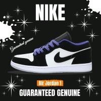 ราคา จัดส่งฟรี Nike Air Jordan 1 Retro Low White Black Dark Concord 553558 108 รองเท้าผ้าใบ รองเท้า nike (21689931923)