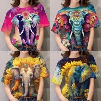 ราคา มีสินค้า เสื้อฮาวายสตรีทันสมัย2567 เสื้อลายช้างลายดอกไม้สวยๆ สไตล์รีสอร์ทลำลองทุกวัน เสื้อยืดฤดูร้อนทรงหลวมและระบายอากาศได้ดี (24473507697)
