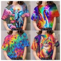 ราคา มีสินค้า 2567 เสื้อยืดพิมพ์ลายสัตว์ผู้หญิง เสื้อฮาวายลำลอง เสื้อเชิ้ตผู้หญิงทรงหลวมระบายอากาศได้ดี (24970925289)