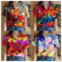 ราคา มีสินค้า เสื้อฮาวายสตรีทันสมัย2567 เสื้อลายดอกสวยๆ สไตล์รีสอร์ทลำลองทุกวัน เสื้อยืดฤดูร้อนทรงหลวมและระบายอากาศได้ดี (25822846997)