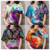 ราคา มีสินค้า เสื้อฮาวายลำลอง2567 เสื้อยืดผู้หญิงพิมพ์ลายแมววินเทจ เสื้อเชิ้ตผู้หญิงทรงหลวมระบายอากาศได้ดี (25120927550)