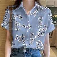 ราคา เสื้อเชิ้ตแขนสั้น คอปก พิมพ์ลายดอกไม้ แบบติดกระดุม แบบเรียบง่าย สไตล์ฮาวาย แฟชั่นฤดูร้อน สําหรับผู้หญิง (24057151053)