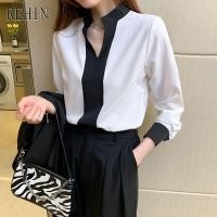 ราคา Rehin เสื้อเชิ้ตแขนยาว คอวี ผ้าชีฟอง หรูหรา สําหรับผู้หญิง (16182226856)