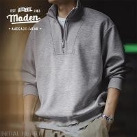 ราคา เสื้อกันหนาว แต่งซิปครึ่ง สีเทา แฟชั่นฤดูใบไม้ผลิ สไตล์อเมริกัน สําหรับผู้ชาย 2024 (25671028005)