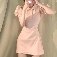 ราคา ชุดเดรสกระโปรงสั้น คอปกโปโล แขนพัฟ สีชมพู แฟชั่นฤดูร้อน สําหรับสตรี (25225943865)