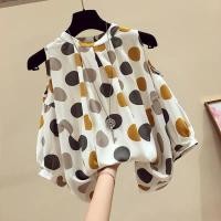 ราคา เสื้อแขนกุด เปิดไหล่ ลายจุด ขนาดเล็ก แฟชั่นฤดูร้อน สําหรับผู้หญิง (24272945485)