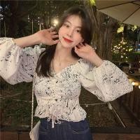 ราคา เสื้อเชิ้ตแขนยาว เปิดไหล่ข้างเดียว สีมัดย้อม แฟชั่นฤดูใบไม้ผลิ และฤดูร้อน สไตล์ฮ่องกง (25364465619)