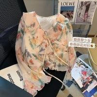 ราคา เสื้อคาร์ดิแกนแขนยาว คอวี แต่งระบาย แต่งลูกไม้ ลายดอกไม้ แฟชั่นฤดูร้อน สไตล์ฝรั่งเศส (24571751205)
