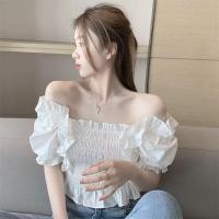ราคา เสื้อเชิ้ตแขนพัฟ คอสี่เหลี่ยม เปิดไหล่ข้างเดียว สีพื้น ทรงเข้ารูป สไตล์เรโทร แฟชั่นสําหรับผู้หญิง (24114461154)