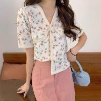 ราคา เสื้อเชิ้ตแขนสั้น คอวี ลายดอกไม้ สไตล์ชาแนล แฟชั่นฤดูร้อน สําหรับผู้หญิง (24114461133)