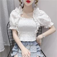 ราคา เสื้อเชิ้ตแขนพัฟ เปิดไหล่ข้างเดียว คอสี่เหลี่ยม ขนาดเล็ก แฟชั่นฤดูร้อน สไตล์แฟรี่ สําหรับผู้หญิง (24014461661)