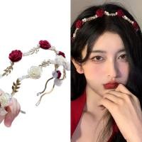 ราคา ที่คาดผม ประดับมุก ดอกกุหลาบ สไตล์เกาหลี ย้อนยุค หรูหรา ออกแบบเฉพาะ ที่คาดผมกด เครื่องประดับผม (23672767601)