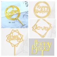 ราคา ป้ายตกแต่งขนมเค้ก ป้ายปักเค้กวันเกิด ป้ายอคิลิค สีทอง (5993991776)