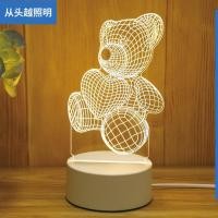 ราคา การ์ตูนสร้างสรรค์ 3D อะคริลิค Love Bear Night Light ห้องนอนข้างเตียง USB ตารางโคมไฟ Plug in บรรยากา (29350342681)