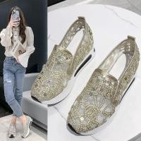 ราคา รองเท้าแตะแพลตฟอร์ม ผ้าตาข่าย แต่งลูกไม้ (23447153267)