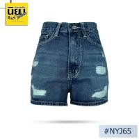 ราคา Niyom jeans รุ่น NYJ65 กางเกงขาสั้น นิยมยีนส์ ผ้าไม่ยืด สียีนส์ แต่งขาด (28950466199)