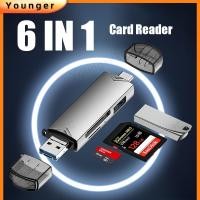 ราคา 6 In 1 อะแดปเตอร์การ์ดรีดเดอร์ SD TF MS MD ความเร็วสูง OTG เป็น USB Type C Micro การ์ดรีดเดอร์ (19392592664)