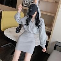 ราคา พร้อมส่ง ชุดเสื้อฮู้ด แขนยาว สีพื้น และ กระโปรงทรงเอสั้น รัดรูป สีพื้น สไตล์เกาหลี แฟชั่นสำหรับผู้หญิง (6378273930)