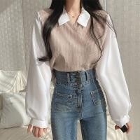 ราคา เสื้อเบลาส์แขนยาวลําลอง คอโปโล ทรงหลวม ขนาดใหญ่ หรูหรา สไตล์เกาหลี สําหรับผู้หญิง (21286024659)