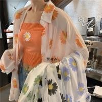 ราคา ได้ของเร็ว เสื้อกันแดดผู้หญิงเกาหลี ทรงหลวมผ้าบาง เสื้อเชิ้ตลายดอกเดซี่ฤดูร้อน แขนยาวผู้หญิง (23628156080)