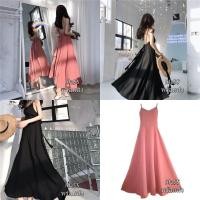 ราคา พร้อมส่ง เดรสโชว์หลังหลังโบว์โบว์ทรงเอ Dress Korean วันหยุด เดรสเกาหลีผู้หญิงเซ็กซี่ ชุดเดรสยาวสายเดี่ยวสีดำ (20230249145)